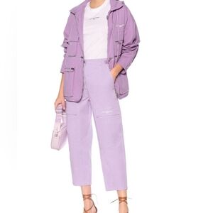 Stella Mccartney Tapered-Leg High-Rise Cropped Cargo Lavender Pants Size 40